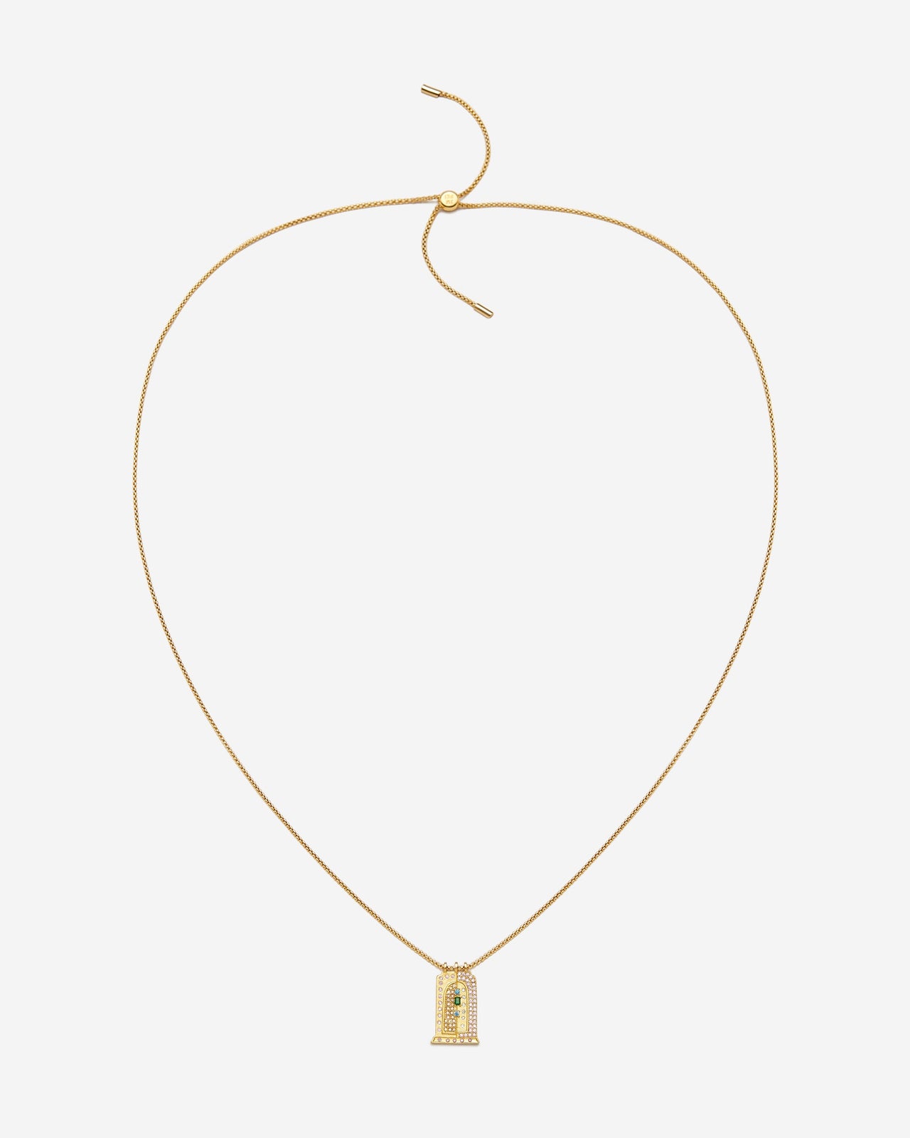 羅馬小拱形吊墜項鍊 - 18ct 鍍金&多色鋯石