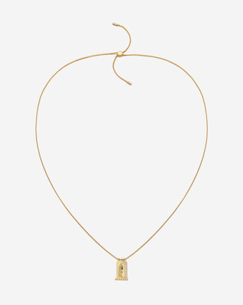 羅馬小拱形吊墜項鍊 - 18ct 鍍金&多色鋯石