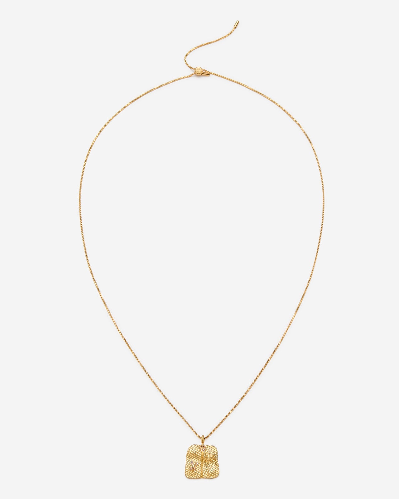 車前草扇形吊墜項鍊 - 18ct 鍍白金&白色鋯石