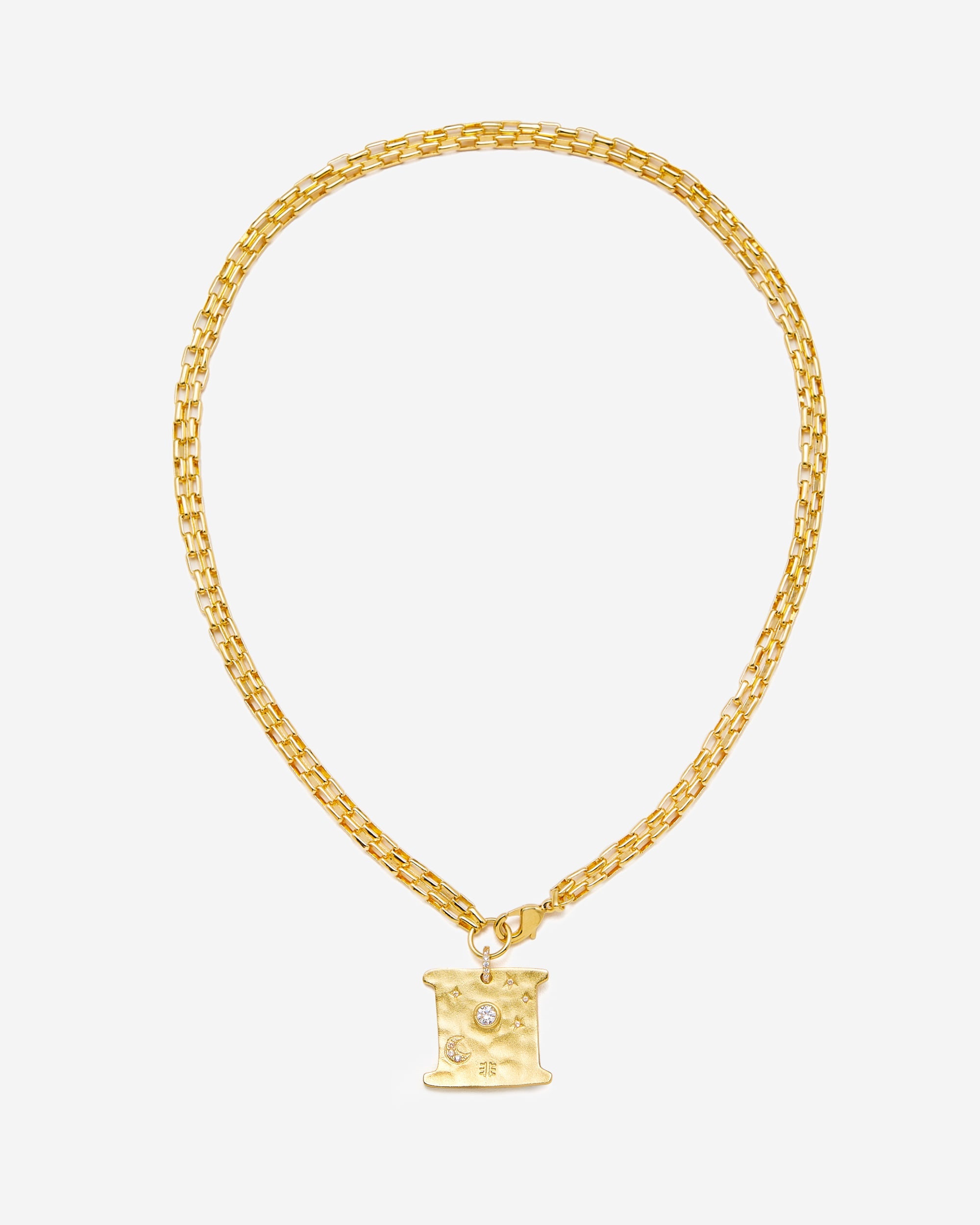 Cosmos Square Necklace - 18ct Gold Plated & White Zircon